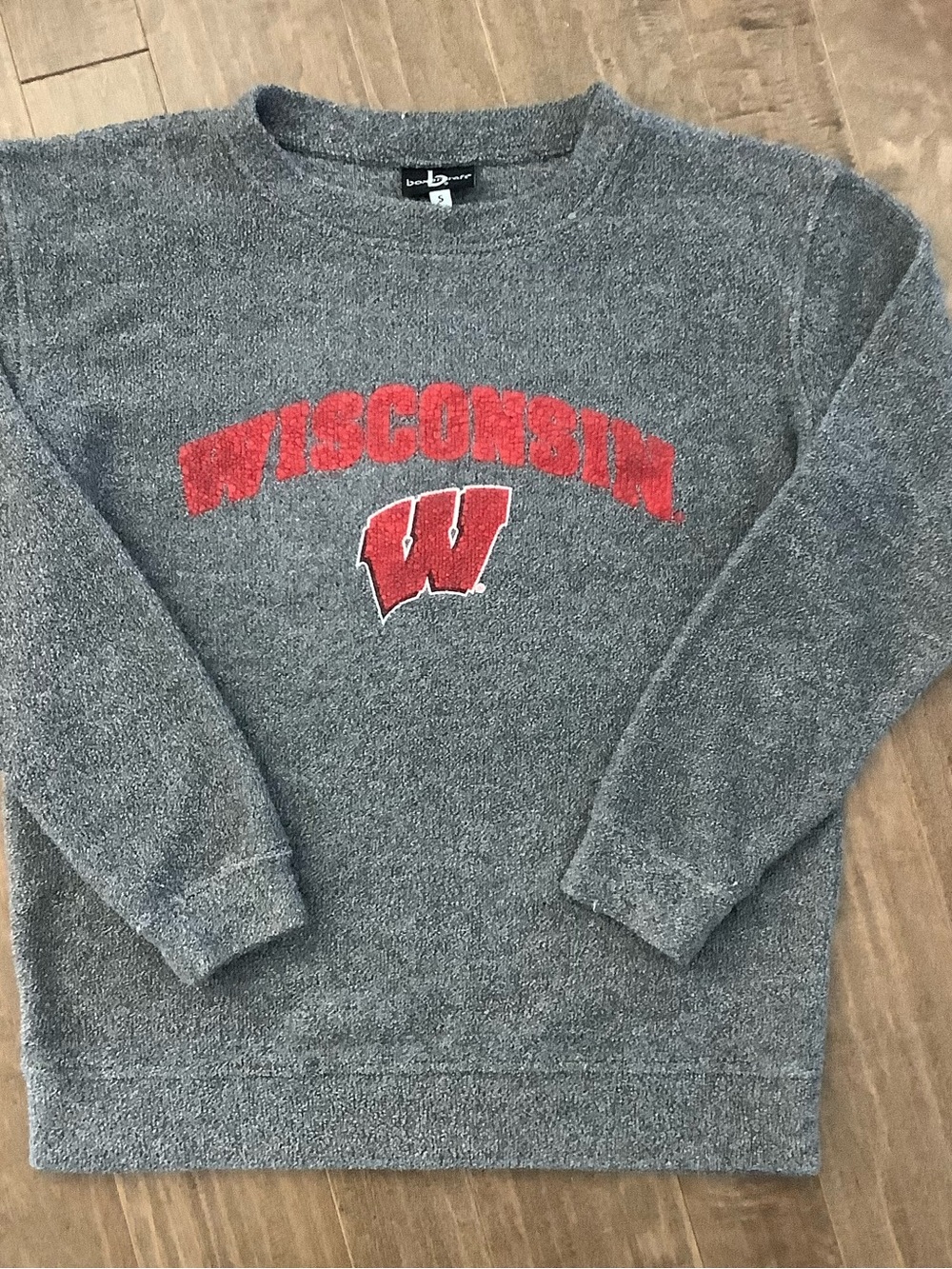 boxercraft Gray Sweatshirt with Red Wisconsin Logo